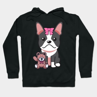 Cute French Bulldog holds a teddy bear Hoodie